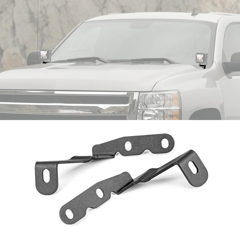 ROMELACK Hood Mount Brackets Ditch Light Pods Bracket Compatible with Chevrolet Avalanche Silverado Suburban Tahoe Fit GMC Sierra Yukon XL 1500 2500 3500 HD 2007-2014 - Image 1